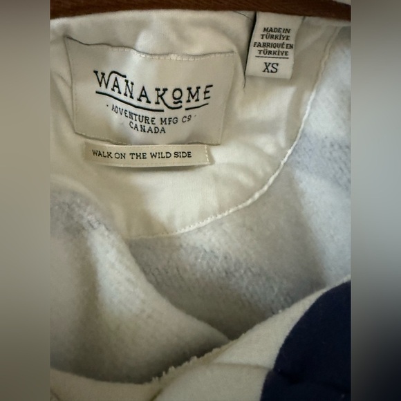 Wanakome Layna Women’s Cropped Hoodie XS White Navy Stripe Kangaroo Pocket - Picture 6 of 8
